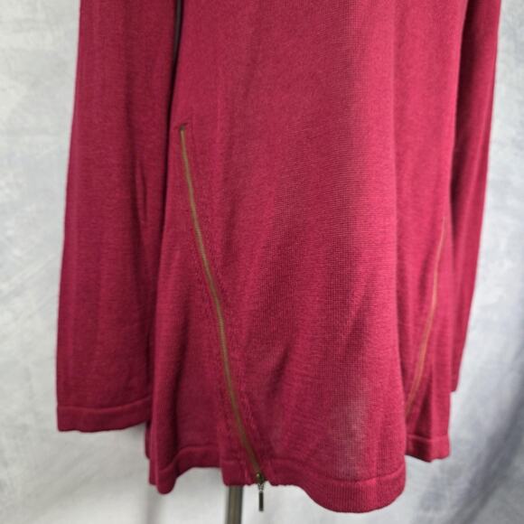 Soft Surroundings Sweater Tunic Womens Medium Burgundy Zip Hemp Tencel Cashmere - Picture 10 of 16